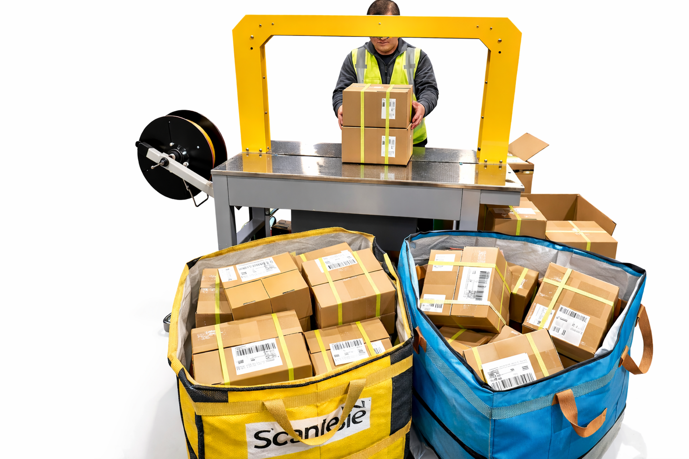 Automatic Strapping Machine – Up to 30 Straps/Min, 450N Tension, Heavy Duty Packaging Solution for Warehouses & E-commerce
